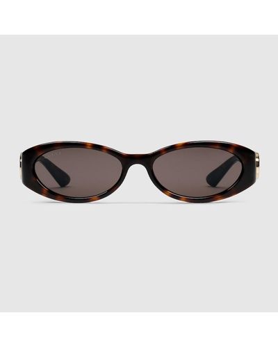 Gucci Oval Frame Sunglasses - Brown