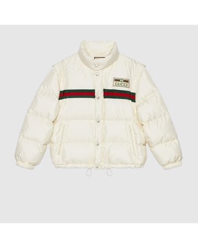 Gucci Padded Nylon Bomber Jacket With Web - White