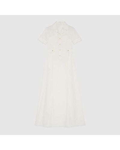 Gucci Kleid Aus Baumwollpopeline - Weiß