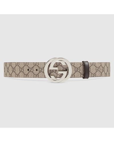 Gucci Cintura In Tessuto GG Supreme Con Fibbia GG - Grigio