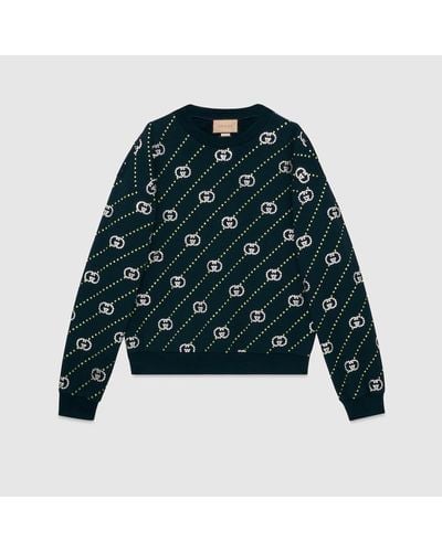 Gucci Sweatshirt Aus Baumwolljersey Mit Kristallen - Grün