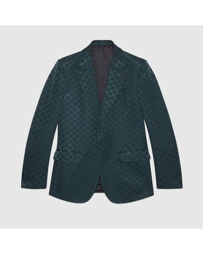 Gucci Chaqueta de Faya de Algodón con GG - Azul