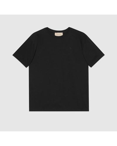 Gucci Camiseta de Algodón con Doble G - Negro