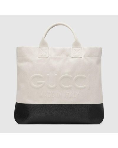 Gucci Cabas En Toile Avec Détail Embossé - Blanc