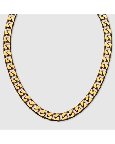Gucci Chain Necklace With Script Tag - Metallic