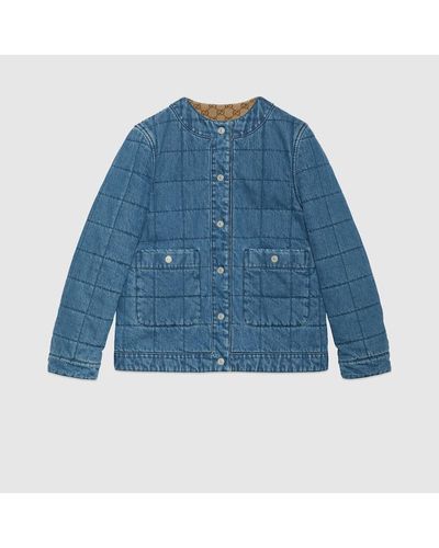 Gucci Reversible Monogram-pattern Denim Jacket - Blue