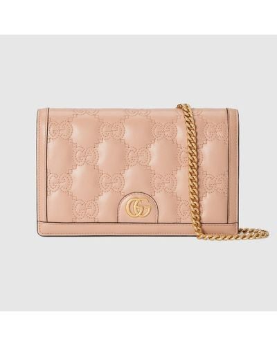 Gucci GG Brieftasche Aus Matelassé-Leder Mit Kettenriemen - Pink