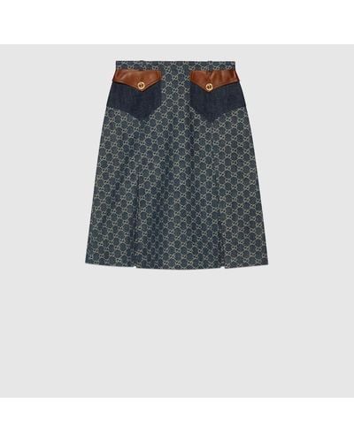 Gucci Washed Organic Denim Skirt - Blue
