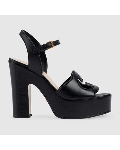 Gucci Cutout Platform Heeled Sandals - Black