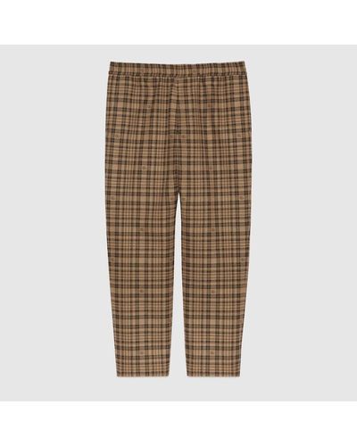 Gucci Double G Check Wool Trouser - Brown