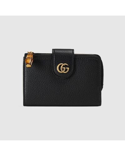 Gucci Mittelgroße Brieftasche mit Doppel G und Bambus - Schwarz