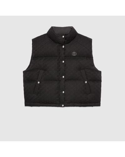 Gucci GG Cotton Canvas Puffer Vest - Black