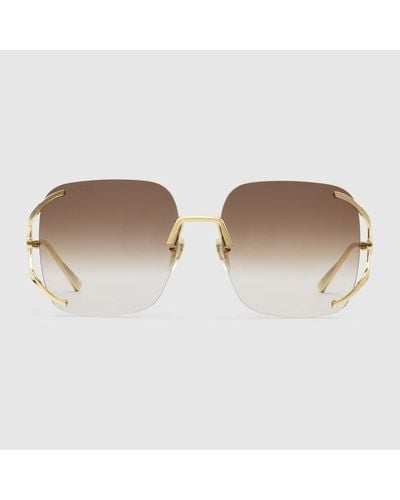 Gucci Quadratische Sonnenbrille Aus Metall - Braun