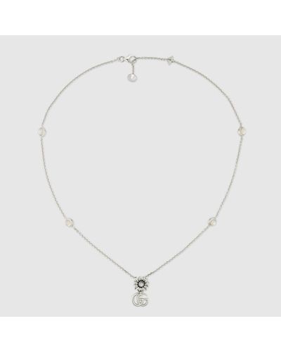 Gucci GG Marmont Halskette Mit Perlmuttdetails - Weiß