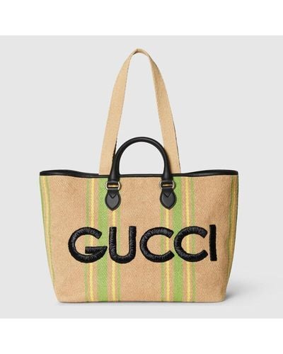 Gucci Cabas Grande Taille Avec Broderie - Neutre