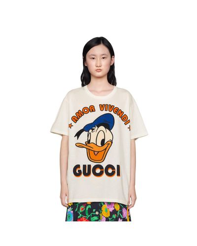 T-shirt paperino disney x di Gucci in Bianco | Lyst