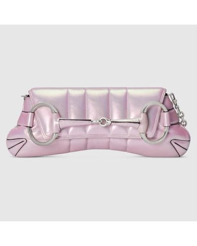 Gucci Mittelgroße Horsebit Chain Schultertasche - Pink