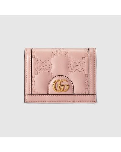 Gucci Portefeuille Porte-cartes GG Matelassé - Rose