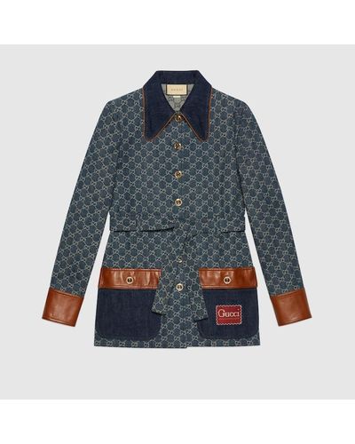 Gucci Washed Organic Denim Jacket - Blue