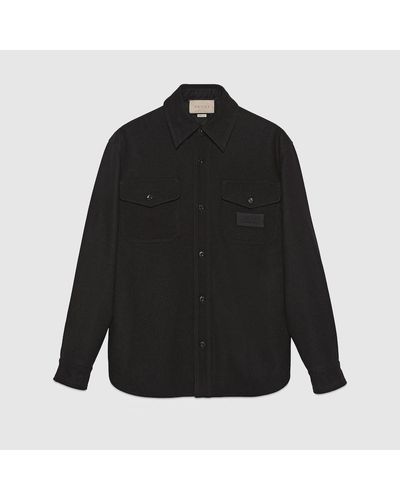 Gucci Overshirt In Lana Con Patch - Nero