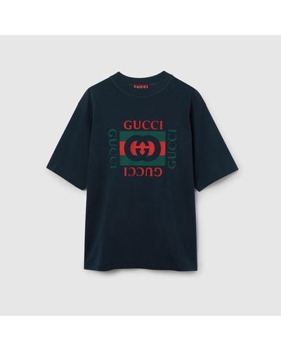 Gucci Cotton Jersey T-shirt With Print - Blue