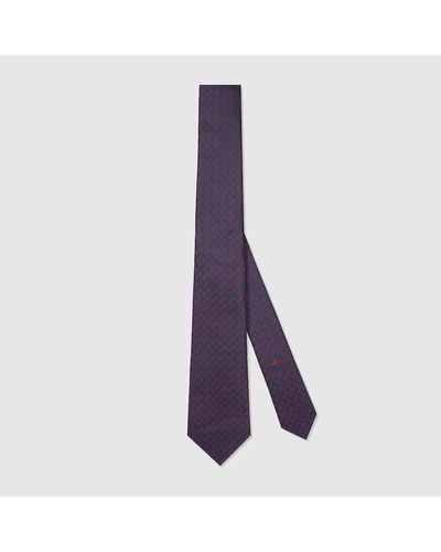 Gucci Horsebit Silk Jacquard Tie - Purple