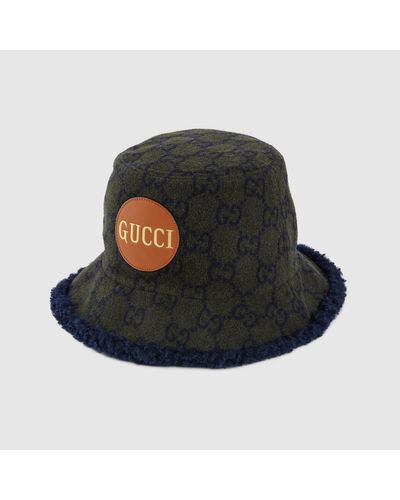 Gucci Mütze aus gg wolle mit kunstfellbesatz - Grün
