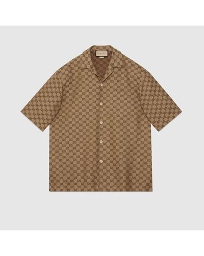Gucci GG Linen Blend Shirt - Brown