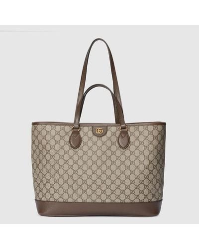 Gucci Bolso Tote Ophidia Mediano - Gris