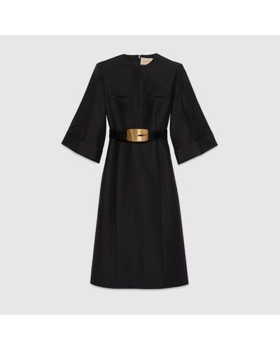 Gucci Soft Wool Silk Midi Dress - Black