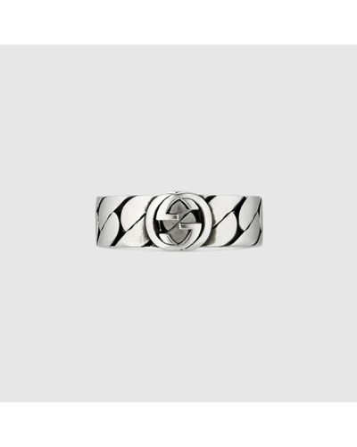 Gucci Wide Interlocking Ring - Metallic