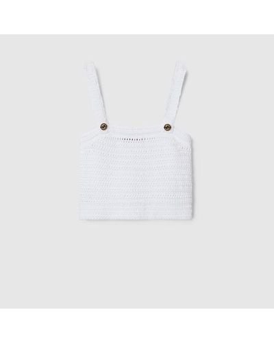 Gucci Crochet Knit Cotton Top - White