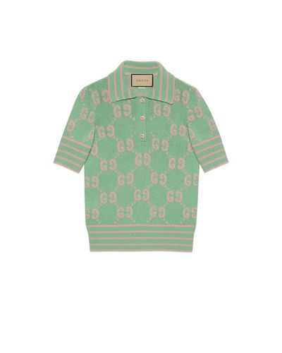 Gucci Poloshirt aus baumwolle mit gg - Grün