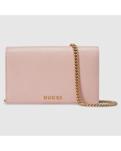 Gucci Portafoglio Con Catena E Logo - Rosa