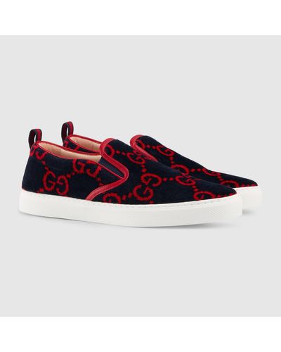 Gucci Men's Dublin Terry Cloth Slip On Sneakers in Blue for Men - Lyst