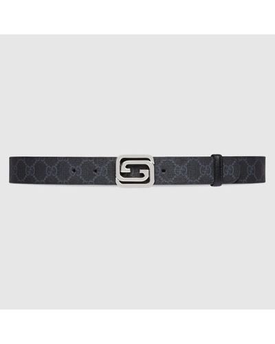 Gucci Cinturón Reversible con GG Cuadrada - Negro