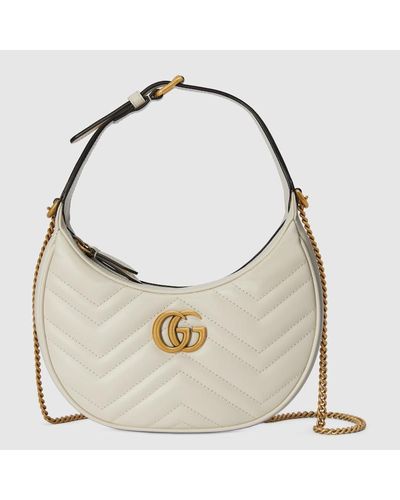 Gucci Halbmondförmige GG Marmont Mini-Tasche - Weiß