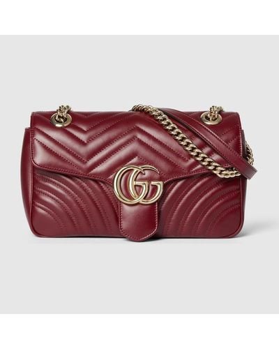 Gucci Bolso de Hombro GG Marmont Pequeño - Rojo