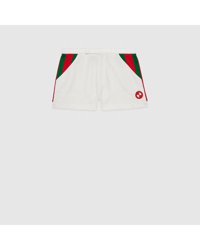 Gucci Jersey Short With Web Stripe - White