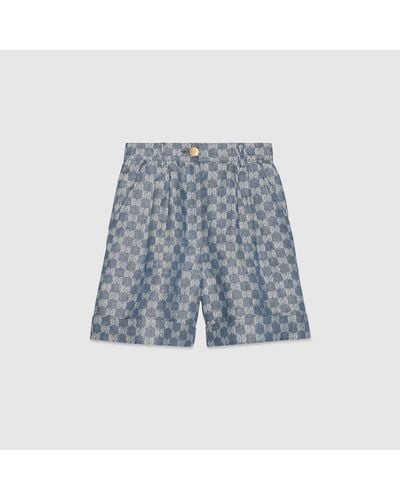Gucci Shorts In Lino GG - Blu