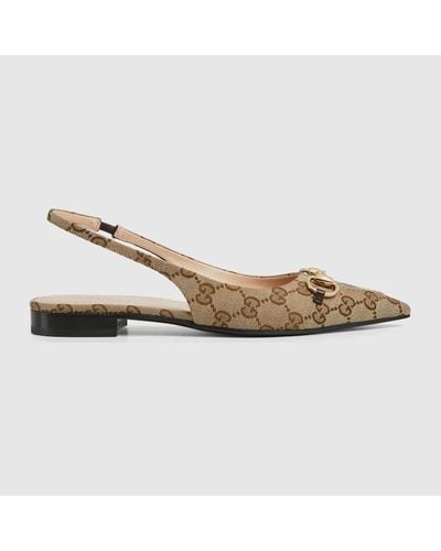 Gucci Ballerines GG À Bride Arrière Avec Détail Mors Pour - Marron