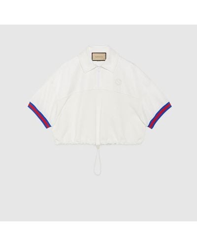 Gucci Poloshirt Aus Jersey Mit Web - Weiß