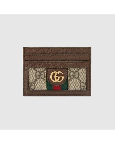 Gucci Porta Carte Ophidia In GG Supreme - Marrone