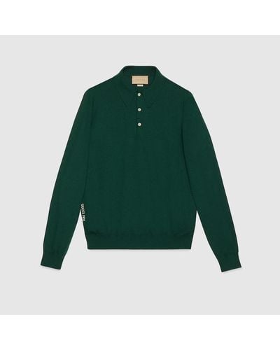 Gucci Wool Polo Shirt With Embroidery - Green