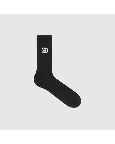 Gucci Cotton Blend Socks With Interlocking G - Black