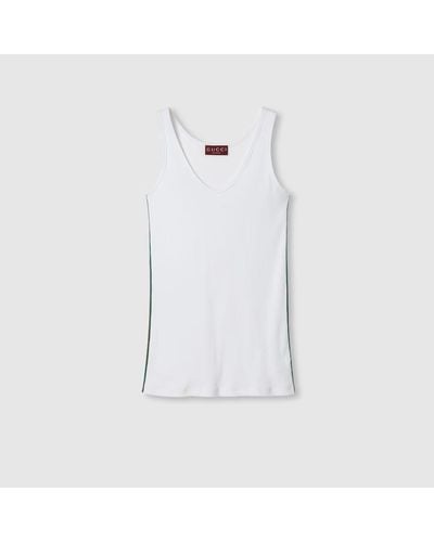 Gucci Cotton Jersey Tank Top With Web - White