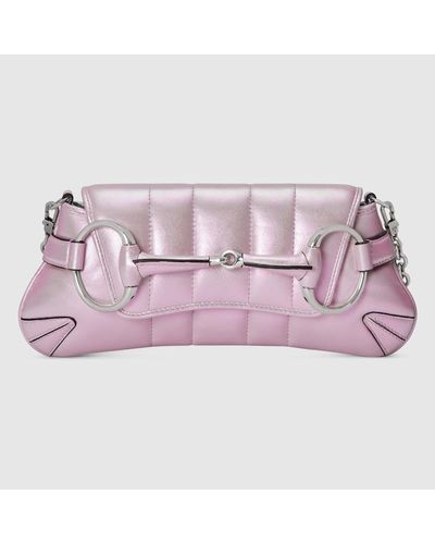 Gucci Kleine Horsebit Chain Schultertasche - Pink