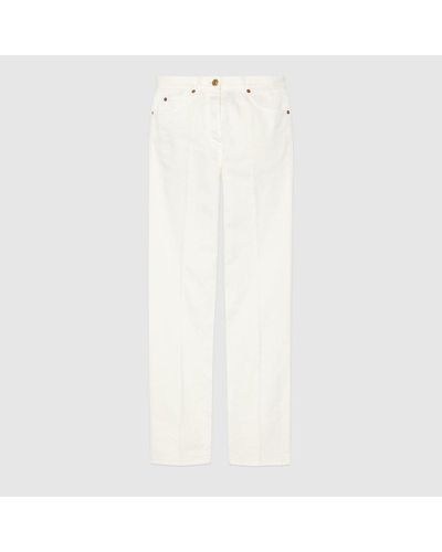 Gucci Pantalon En Coton À Mors - Blanc