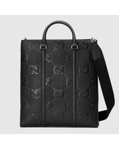 Gucci Jumbo Gg Leather Tote Bag - Black