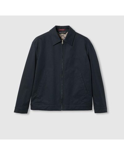 Gucci Cotton Twill Jacket With Web - Blue